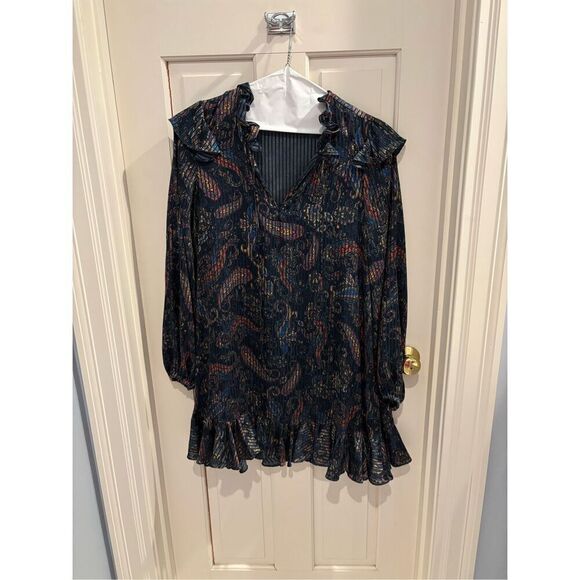 Maje Riley Ruffled Paisley-Print Mini Dress - Picture 2 of 7